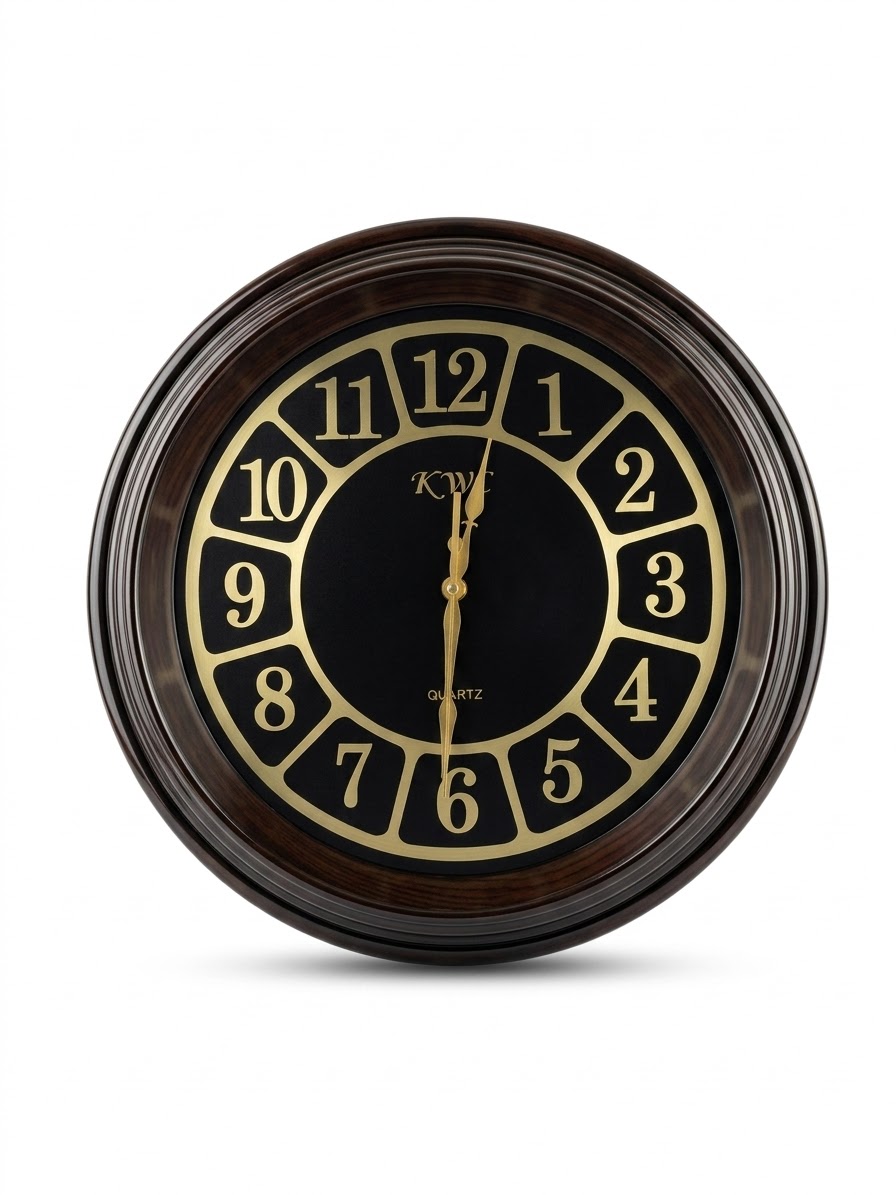 KWC Luxury Black & Gold Wall Clock
